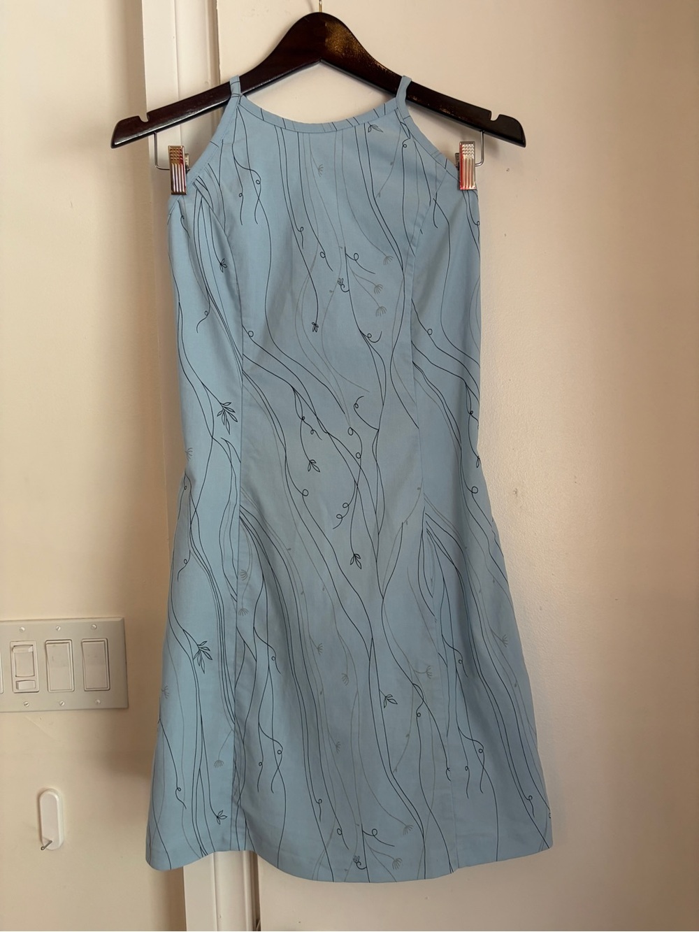 Vintage Light Blue Floral Women's mini Dress - Picture 1 of 16